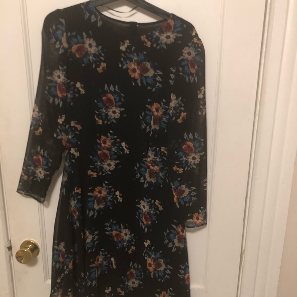 Zara Navy Floral Long-sleeve Dress